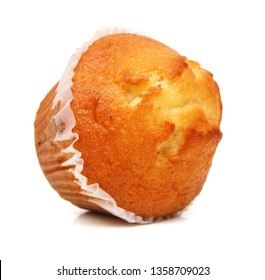 tasty muffin cake, isolated on white 