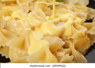 Tasty Pasta With Cheese Sauce, Closeup