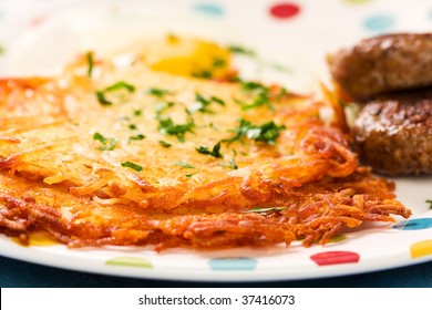 Tasty Patty Sausage  With Egg And Crispy Hash Browns