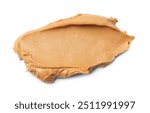 Tasty peanut butter on white background, top view