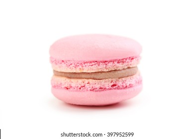 Tasty Pink Macaron Isolated On White