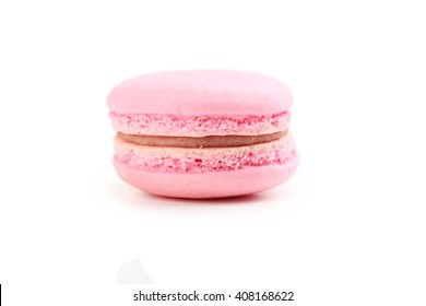 Tasty Pink Macaron Isolated On White