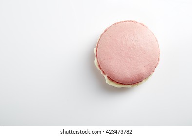 Tasty Pink Macaron Isolated On White