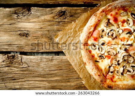 Similar – gebackene runde Pizza