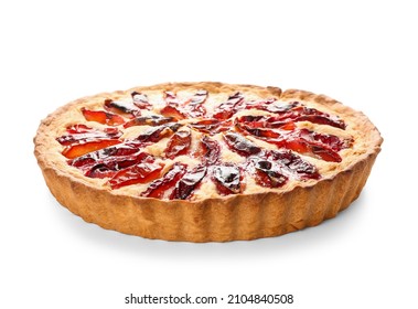 Tasty plum pie on white background - Powered by Shutterstock