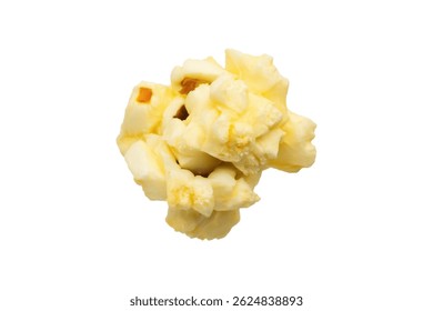 Palomitas de maíz sabrosas de cerca aisladas sobre fondo blanco