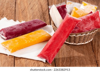 Tasty Pulp Of Fruit Frozen; Pulps Of Various Flavors - Shutterstock ID 2263382913