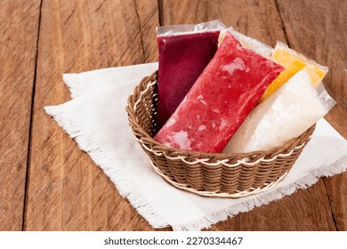 Tasty Pulp Of Fruit Frozen; Pulps Of Various Flavors - Shutterstock ID 2270334467