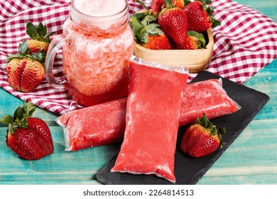 Tasty Pulp Of Fruit Frozen; Pulp Of Strawberry - Shutterstock ID 2264814513