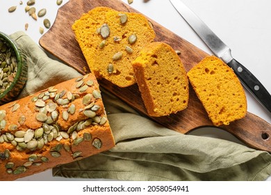 Tasty Pumpkin Pie On White Background