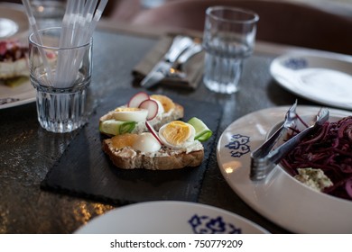 Tasty Sandwich On A Plate In A Restraunt.