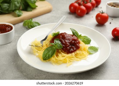 Tasty Spaghetti Squash With Tomato Sauce And Basil 