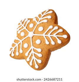 Tasty star shaped Christmas cookie with icing isolated on white - Powered by Shutterstock