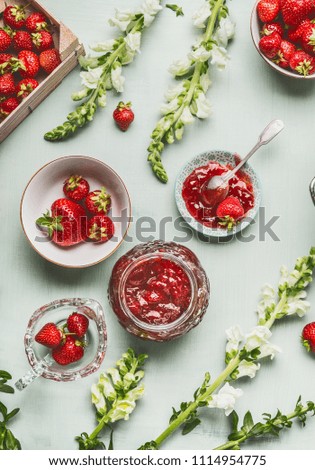 Similar – Erdbeeren SommerBlumen und Marmelade