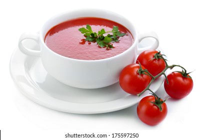 Tasty Tomato Soup, Isolated On White