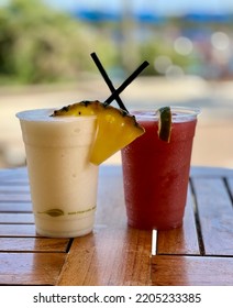 Tasty Tropical Adult Beverages On The Shore