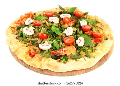 Tasty Vegetarian Pizza, Isolated On White