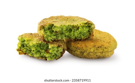 Tasty whole and cut vegan cutlets isolated on white - Powered by Shutterstock