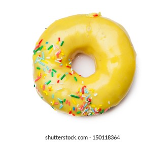 Tasty Yellow Donut, Isolated On White