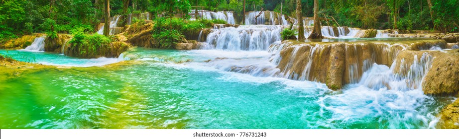 Tat Sae Waterfalls. Beautiful landscape. Luang Prabang. Laos. Panorama - Shutterstock ID 776731243