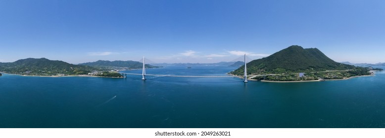 Tatara Bridge in Seto Inland Sea, Japan