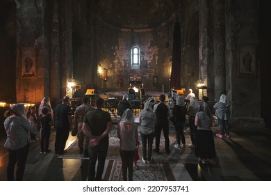 Tatev, Armenia - August 7, 2021: Religious Service In A Tatev Monastery, Armenia	