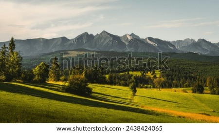 Similar – Inspirierendes Abendlicht im Frühjahr. Sonnenuntergang in der Tatra