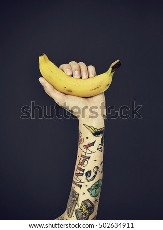 Tattoo Banana Fruit Ripe Tropical Vitamin Organic Concept