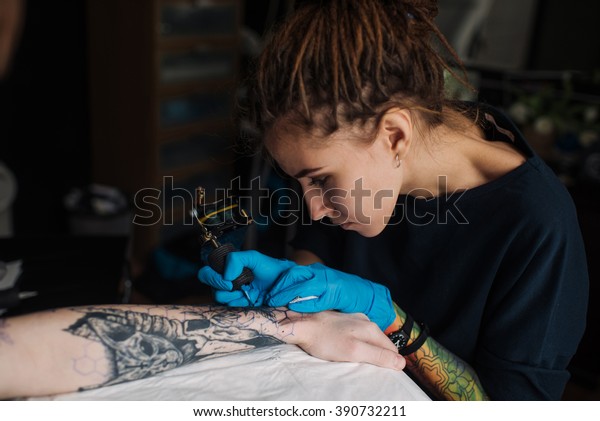 Tattoo Girl Dreadlocks On His Head Stock Photo Edit Now