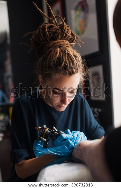 Tattoo Girl Dreadlocks On His Head Stock Photo Edit Now