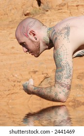 Tattoo man and reflection