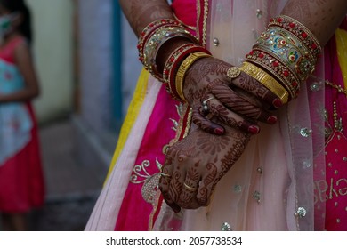 Tattooed(mehndi, Henna) Hand Of Indian Woman, Bride With Jewelry Such As Bangles, Rings During Festival, Marriage, Forced, Arranged, Inter Caste, Love, Dowry, Violence, Groom, Divorce, Baraat, Sex.