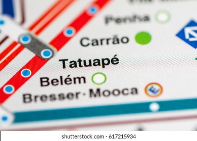 Tatuape Station. Sao Paolo Metro Map.