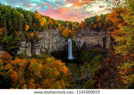 Taughannock Falls Sunset In Full Fall Colors
