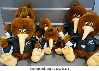 TAUPO, NEW ZEALAND- 2 AUG 2018- View Of Fan Souvenirs For The New Zealand All Blacks (New Zealand National Rugby Union Team) For Sale In A Gift Shop.