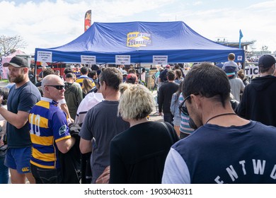 Tauranga New Zealand - September 1 2018; Man In Number 10 Bay Of Plenty Rugby Jersey In Crowd Arriving At Park For A Game.