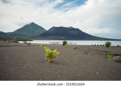 Tavurvur Volcano And Mount Mother Landscape