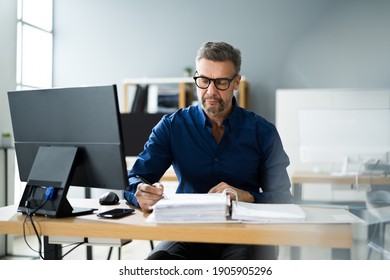 Tax Accountant Advisor Man Doing Sales Invoice Accounting