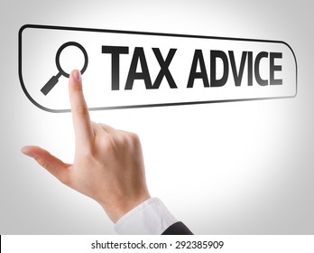 Tax Advice Written In Search Bar On Virtual Screen