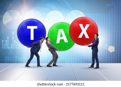 Tax burden concept with businessmen - Shutterstock ID 2177693111