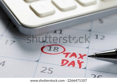 Tax day marked on calendar