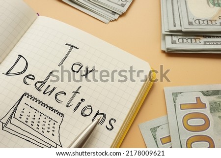 Tax deductions are shown using a text