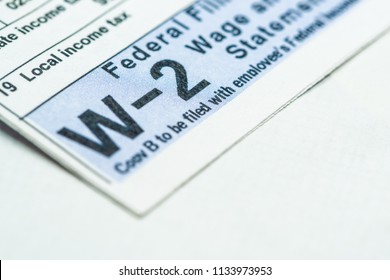 Tax Form W-2 Up Close Macro