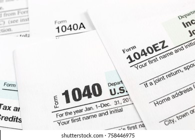 Tax Forms 1040. Close Up.