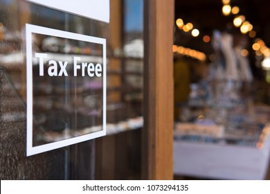 tax free sticker in front of store,tourist shopping store without tax.