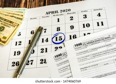 Tax Payment Day, Marked On A Calendar On April 15, 2020