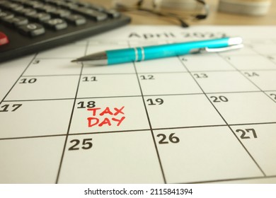Tax payment day marked on a calendar - April 18, 2022, financial concept - Shutterstock ID 2115841394