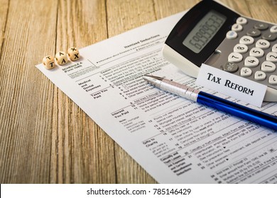 Tax Reform Planning Concept With Tax Preparation Forms For Standard Deductions And Mortgage Interest Deductions