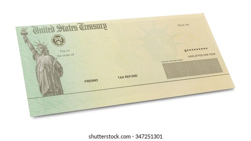 Tax Retrun Check With Copy Space Isolated On White Background.