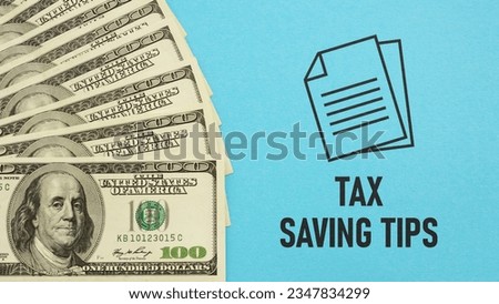 Tax saving tips are shown using a text. Tax savings strategies